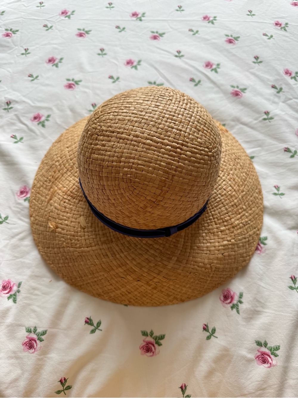 Rag & Bone Wide Brim Straw Sun Hat with Navy Trim